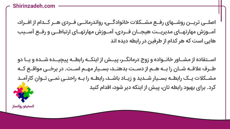 تصویر متن نوشت راهکارهای حل مشکلات خانوادگی